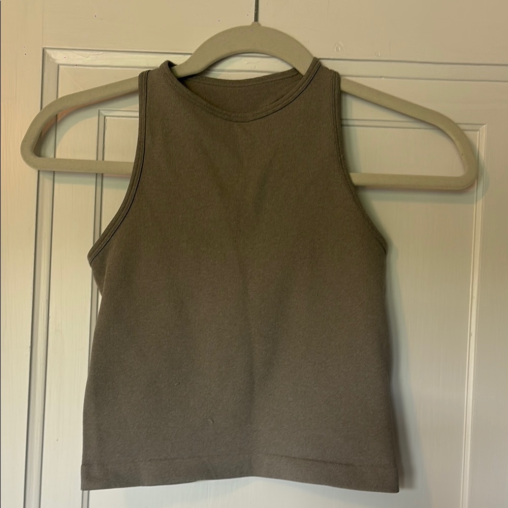 Free People Green Fitted Crop Tank Top